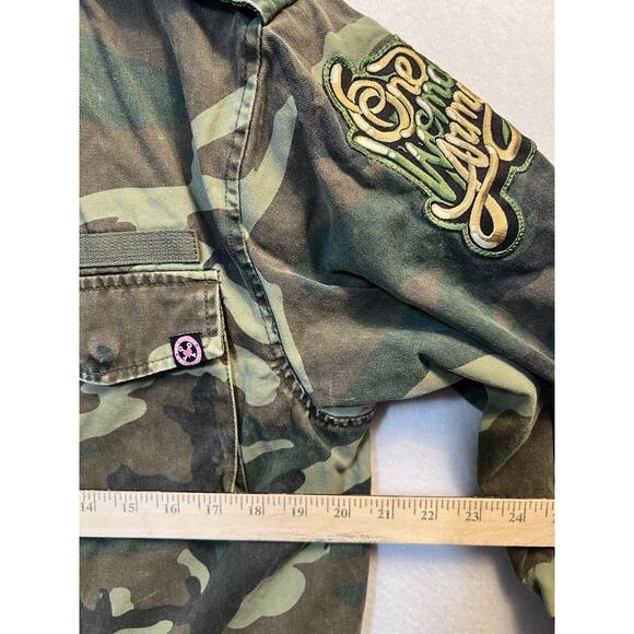 Kweenz Destroy Military Jacket Camouflage Green Size XS - Picture 4 of 11